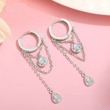 прозрачные туфли: ✨ Элегантные серьги У с подвесными цепочками и кристаллами Изящные — 2