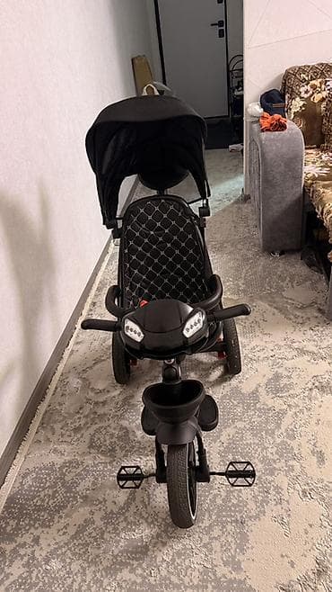 Велосипеды: Детский трехколесный велосипед-коляска (trike) STROLLMAX, цвет черный — 3