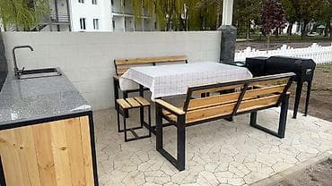 печь на 100 кв м: Кухонный гарнитур, цвет - Серый, Металл — 8