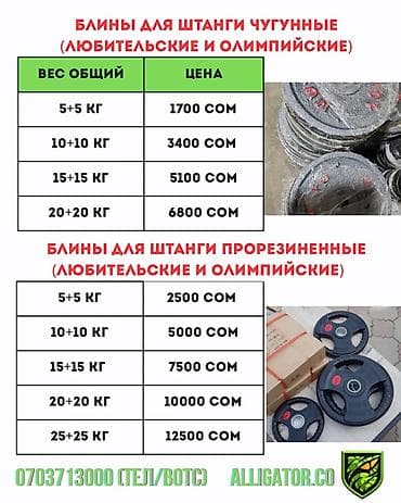 7500: Блины для штанги (любительские и олимпийские) Варианты: - Чугунные — 1