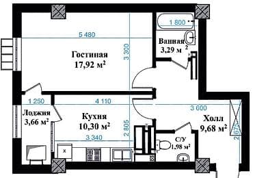 nova grand: 1 комната, 47 м², Элитка, Готовая ПСО (под самоотделку) — 5