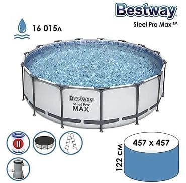 Спорт жана эс алуу: Каркасный бассейн Bestway 56438 - идеальное решение для вашего летнего — 1