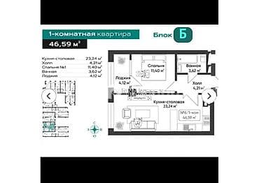 gala group: 1 комната, 43 м², Элитка, 2 этаж, Евроремонт — 9