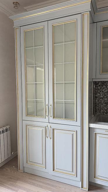 шкафы для кухни б у: Кухонный гарнитур, Б/у, цвет - Голубой, МДФ, Самовывоз — 4