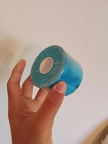 спортивная повязка: Кинезио-тейп, рулон, голубой - Материал: эластичный хлопок с — 1