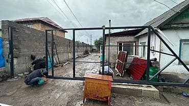 Стойки для ворот: Раздвижные откатные ворота с калиткой - Конструкция: стальная рама из — 3