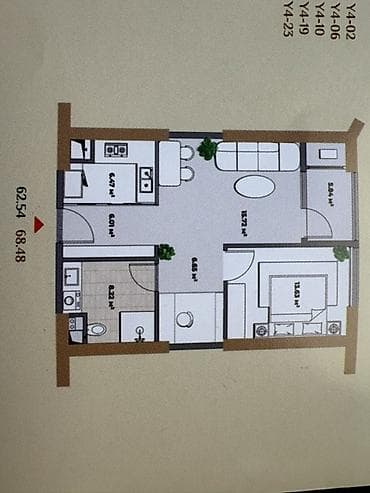 Квартиры: 2 комнаты, 62 м² — 1