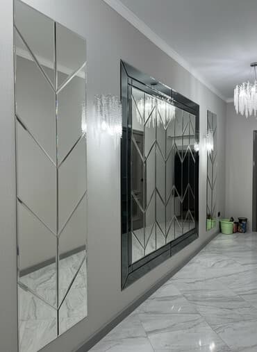 декоративная панель: Настенное декоративное панно из зеркал в современном геометрическом — 1