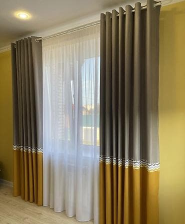 чехол на кухонный уголок: Комплект штор, Блэкаут, Светонепроницаемая, Изготовление на заказ, Для зала — 1