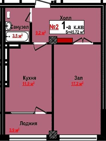 Недвижимость: 1 комната, 46 м², парк Фучика 10 этаж, ПСО (под самоотделку) — 3