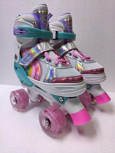 Велосипеды: Новые детские роликовые коньки-квады с регулировкой размера и — 1