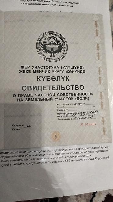 кызыл ата: 300 соток, Для сельского хозяйства, Договор купли-продажи — 1