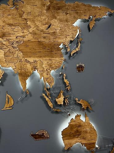 Майрамдык товарлар: Карта Мира из дерева, все страны присутствуют для саморазвития, декор — 4