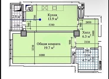 кыварти: 1 комната, 47 м², Элитка, 10 этаж, Готовая ПСО (под самоотделку) — 2