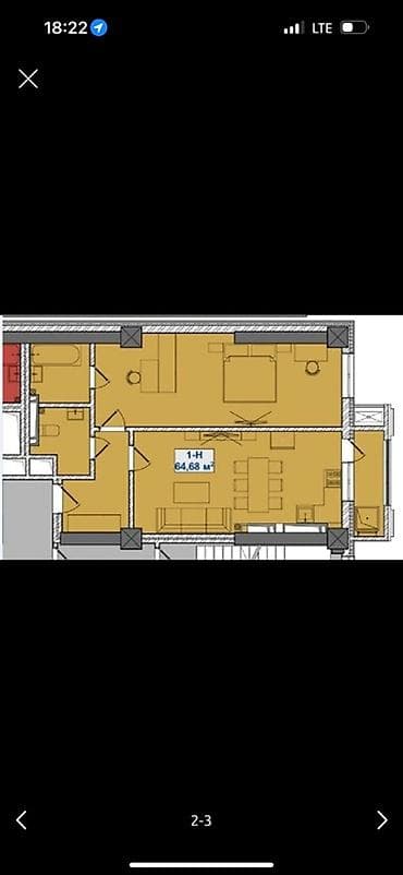 байташ таувер: 1 комната, 64 м², Ботанический сад Элитка, 5 этаж, ПСО (под самоотделку) — 2