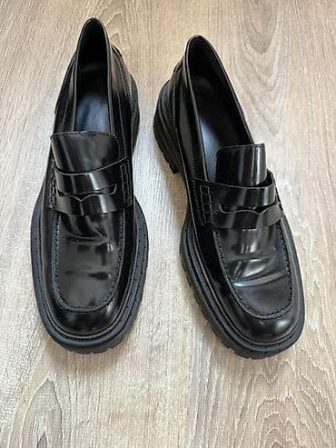 massimo: Лоферы, 41, Massimo Dutti, Б/у, цвет - Черный — 1