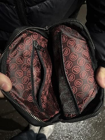 Шарфы, палантины: Сумка-планшет мужская, вертикальная, черная - Материал: фактурная — 2