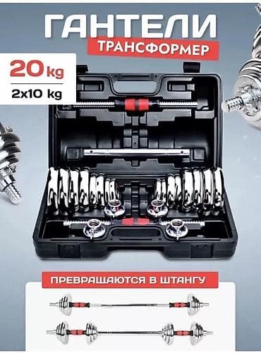 Спорт и отдых: Гантели-трансформер 20 кг (набор 2×10 кг) в кейсе - Конструкция 2 в — 1