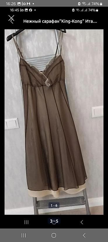 Личные вещи: Повседневное платье, Италия, Лето, Короткая модель, Шифон, Сарафан, S — 1