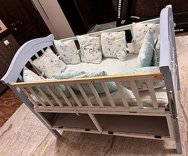 детская кровать ikea: Продам детскую кроватку с матрасом и бортиками.(б/у) Матрас — 7