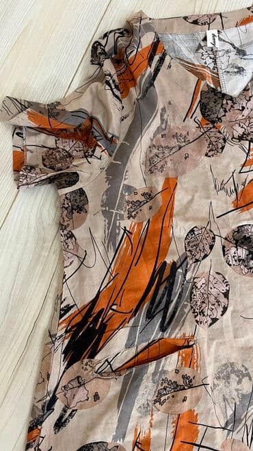 женская джинсовая одежда больших размеров: Повседневное платье, Китай, Лето, Длинная модель, Ситец, L, 3XL, M — 2