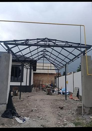 арка ферма: Навес, Арочный, Металл, Поликарбонат, Установка — 3