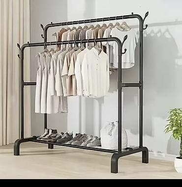 вешалка на дверь: Двухрядная напольная вешалка-стойка для одежды - Конструкция: два — 2