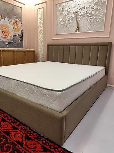 Двуспальная кровать, Новый, С мягким изголовьем, длина - 200 см at lalafo.kg Двуспальная кровать, Новый, С мягким изголовьем, длина - 200 см