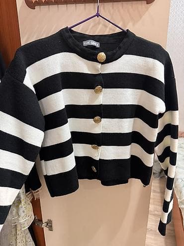 Комплект стильных вещей: 1) Кардиган THE GREY - Черно-белая широкая