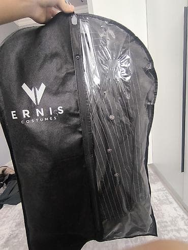 Жеке буюмдар: Двубортный мужской костюм в полоску ERNIS Costumes - Цвет: черный с — 1