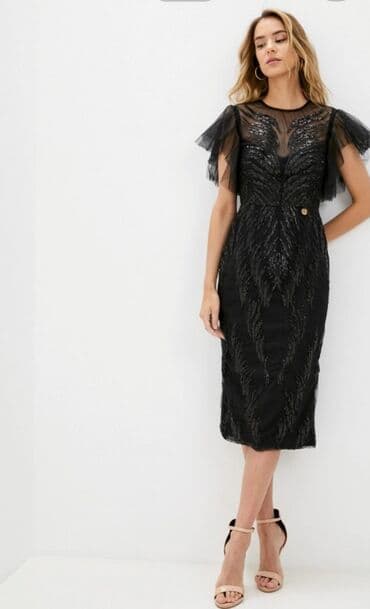 черное короткое платье с открытой спиной: Шикарное платье от Rich&naked aurora midi размер s.m. невероятно — 1