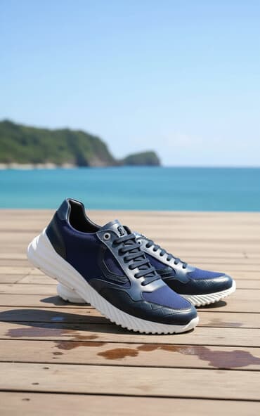 брендовые мужские спортивные костюмы из турции: Мужские кроссовки, темно‑синие. - Комбинированный верх: кожа замша + — 1