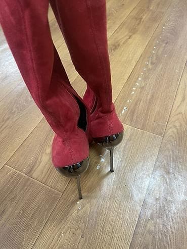 Сапоги: Женские ботфорты-носочки на шпильке. - Модель: высокие — 6
