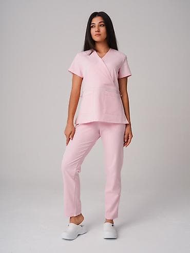 Ингаляторлор, небулайзерлер: Женский медицинский комплект (топ + брюки) - Фасон: кимоно с запахом — 7