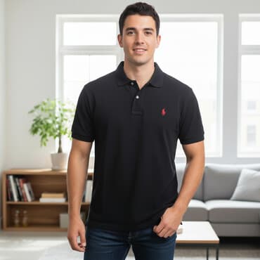 приталенный: Мужская футболка, XL, 2XL, Polo Ralph Lauren, Новый, цвет - Черный, Самовывоз — 1