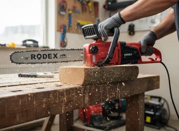 Строительный магазин "Хозмаг": Электрическая цепная пила RODEX предназначена для эффективного распила