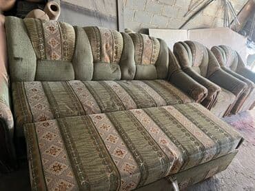 диваны бу бишкек: Комплект мягкой мебели, Б/у, Платная доставка, Самовывоз, цвет - Серый — 4