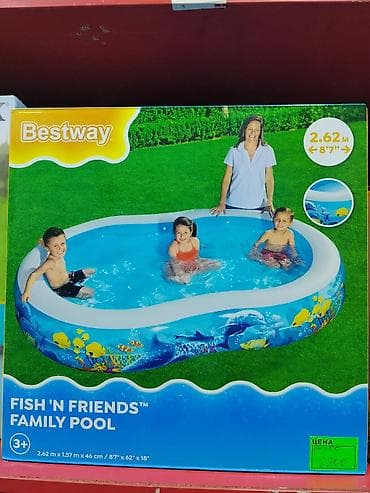 балыкчы пляж: Надувной семейный бассейн Bestway Fish ‘N Friends - Форма: овальный - — 1