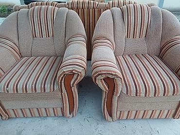 паталь: Комплект мягкой мебели, Б/у, цвет - Бежевый — 2