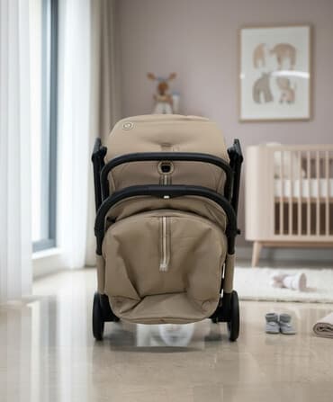 кнопочный машинка: Коляска, цвет - Коричневый — 1