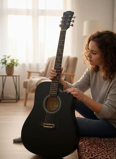 Акустическая гитара dreadnought, матовый черный цвет. - Классический at lalafo.kg Акустическая гитара dreadnought, матовый черный цвет. - Классический