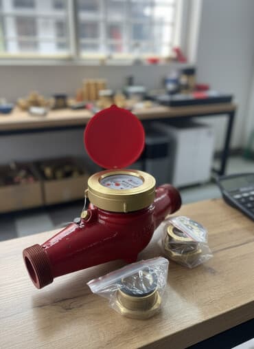 счётчик воды: Счетчик воды красного цвета с латунным механизмом, предназначенный для — 1