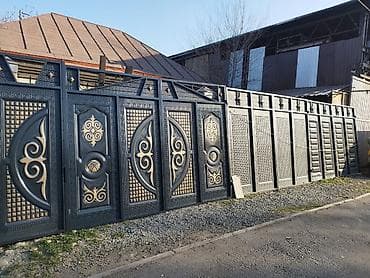 Ачылма дарбазалар: Кованые въездные ворота с калиткой - Материал: металл/ковка, сплошное — 2