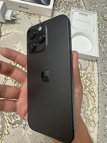 iphone 13 pro max ош: IPhone 15 Pro Max, Б/у, 256 ГБ, Black Titanium, Зарядное устройство, Защитное стекло, Кабель, 94 % — 7