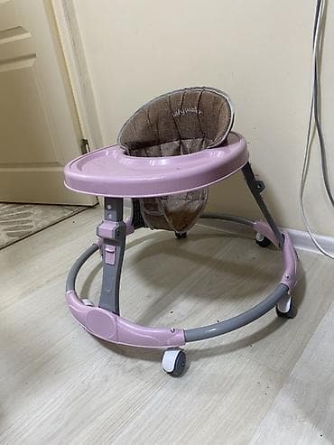 Детские ходунки: Ходунки для малышей BabyWalker, розово-серые. - Круглая устойчивая — 1