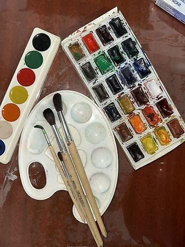 Шпаклевка: Отдаю даром. - Палитра - Кисти разного размера 4 шт - Акварельные — 1