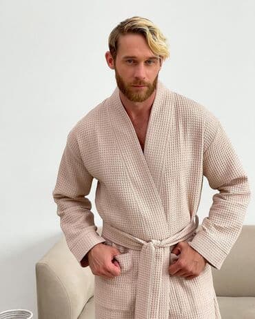 домашние халаты больших размеров: Халат, Вафельное полотно, XS, S, M — 10