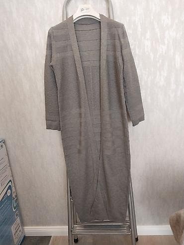 Кардиган, Трикотаж, Длинная модель, Осень-весна, Вязаная модель
