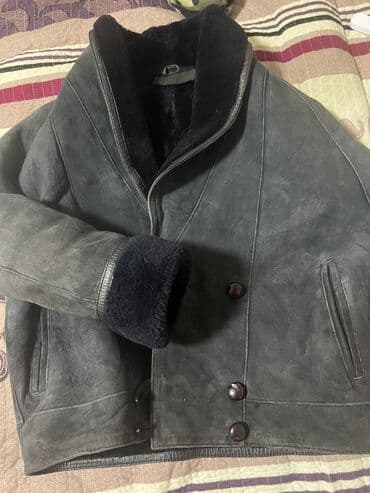 ламовое пальто: Дублёнка из натуральной овчины, тёмно‑серая с глубоким графитовым — 3