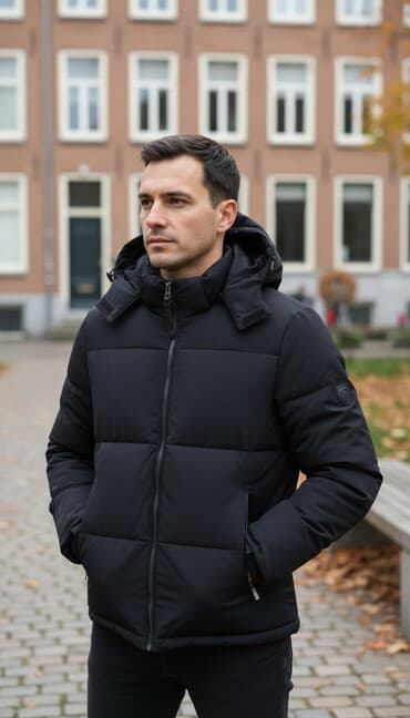 пухавики: Мужская зимняя куртка-пуховик Tom Ford (TF), черная Почти новая один — 1